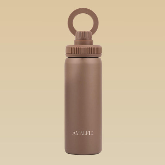 24oz Stainless Steel Water Bottle with Magnetic Phone Holder - Mocha Brown