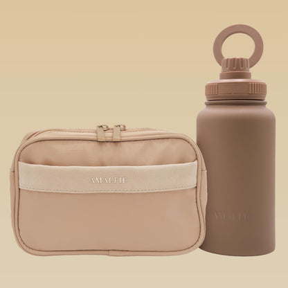 Dog walking hydration set coastal beige