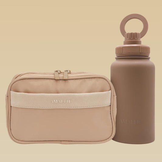 Dog walking hydration set coastal beige