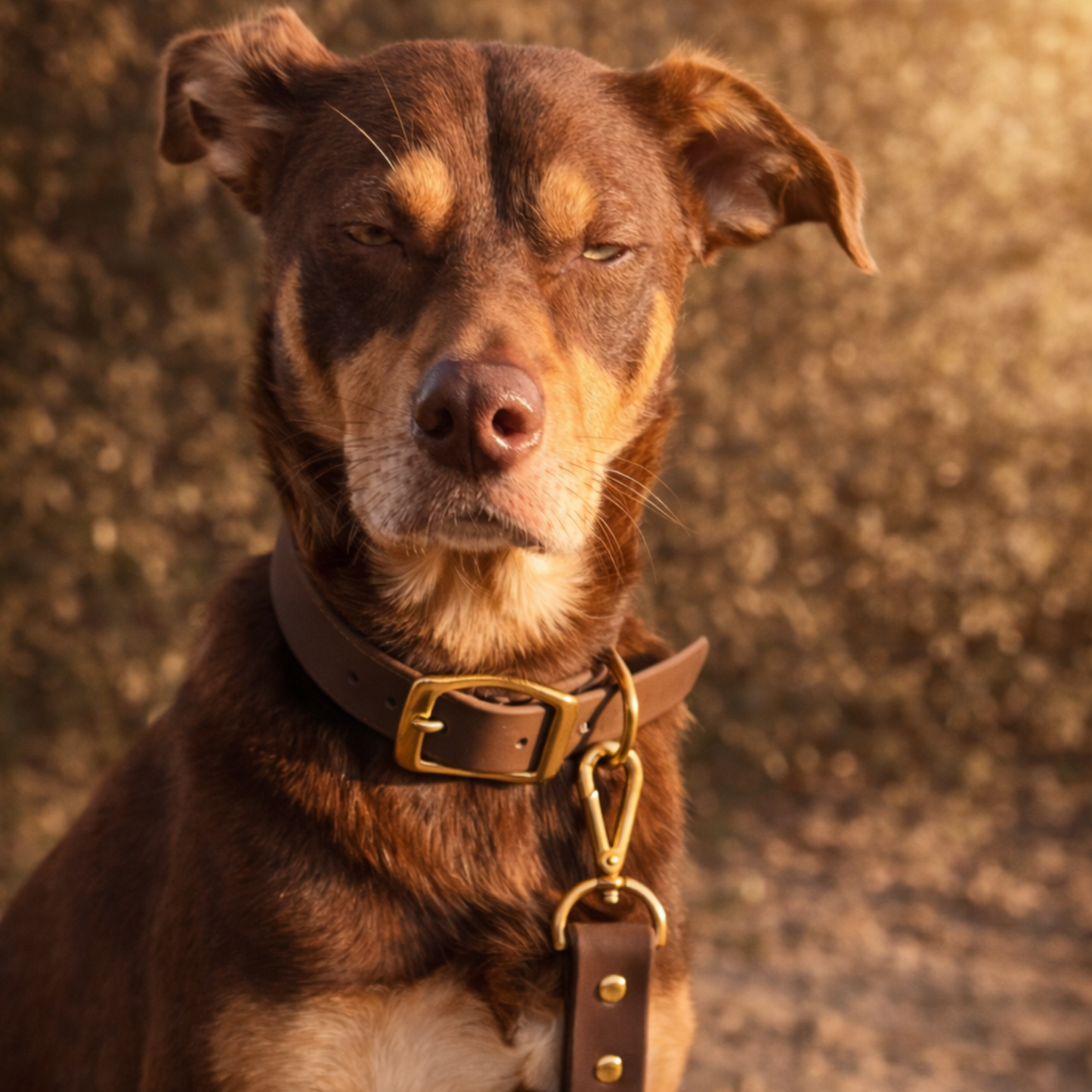 Waterproof Dog Collar & Leash Set - Espresso Brown