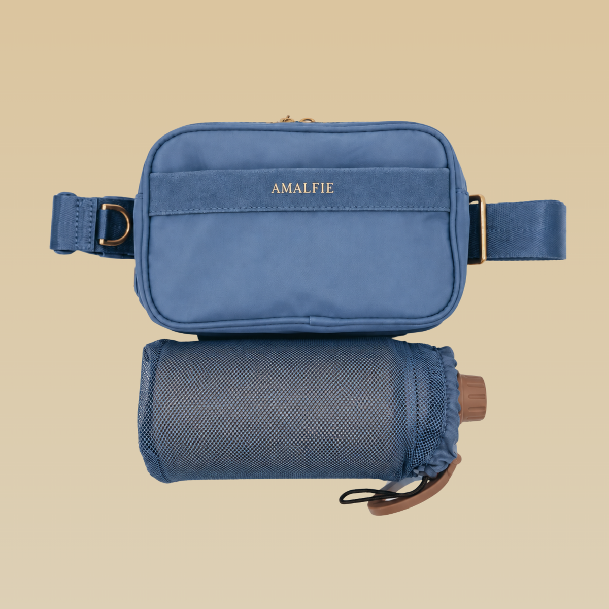 Positano blue and olive premium dog walking bag, crossbody style