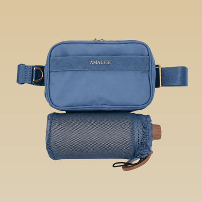 Positano blue and olive premium dog walking bag, crossbody style