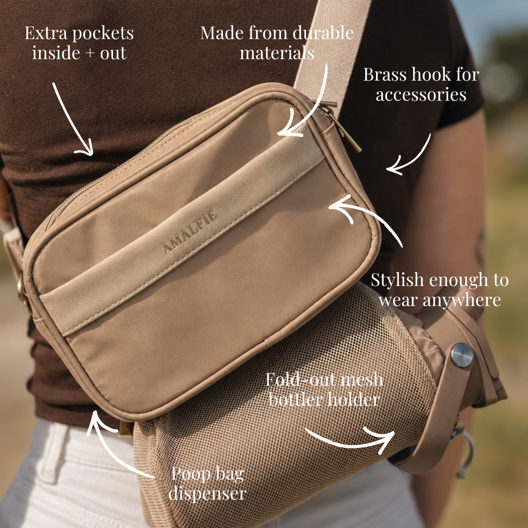 dog walking bag beige