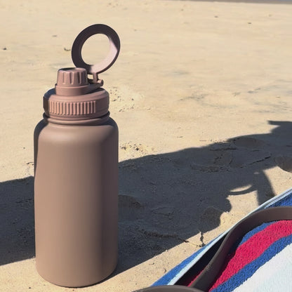 24oz Stainless Steel Water Bottle with Magnetic Phone Holder - Mocha Brown